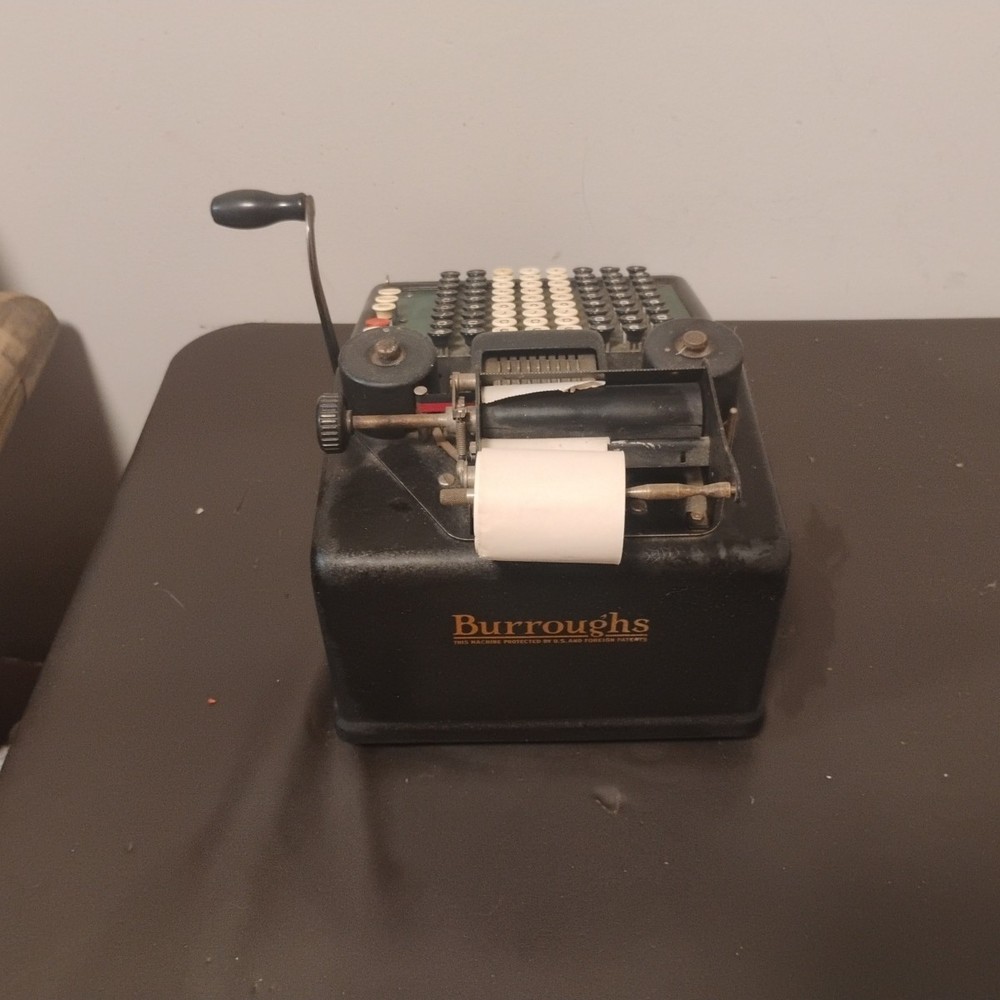 Vtg Burroughs Mechanical Adding Machine W/ Subtract Function. 9-1280608