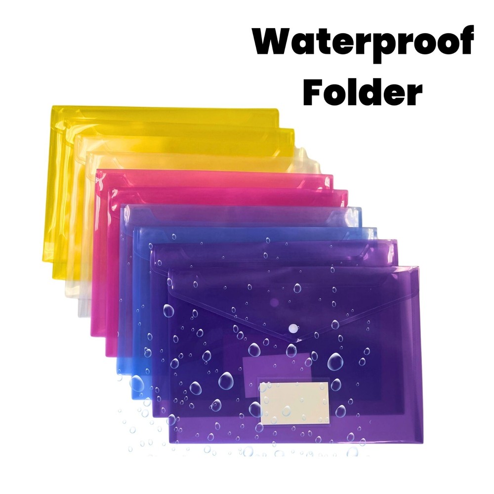 10 Pack Plastic Envelopes File Folders for Documents Office School Supplies