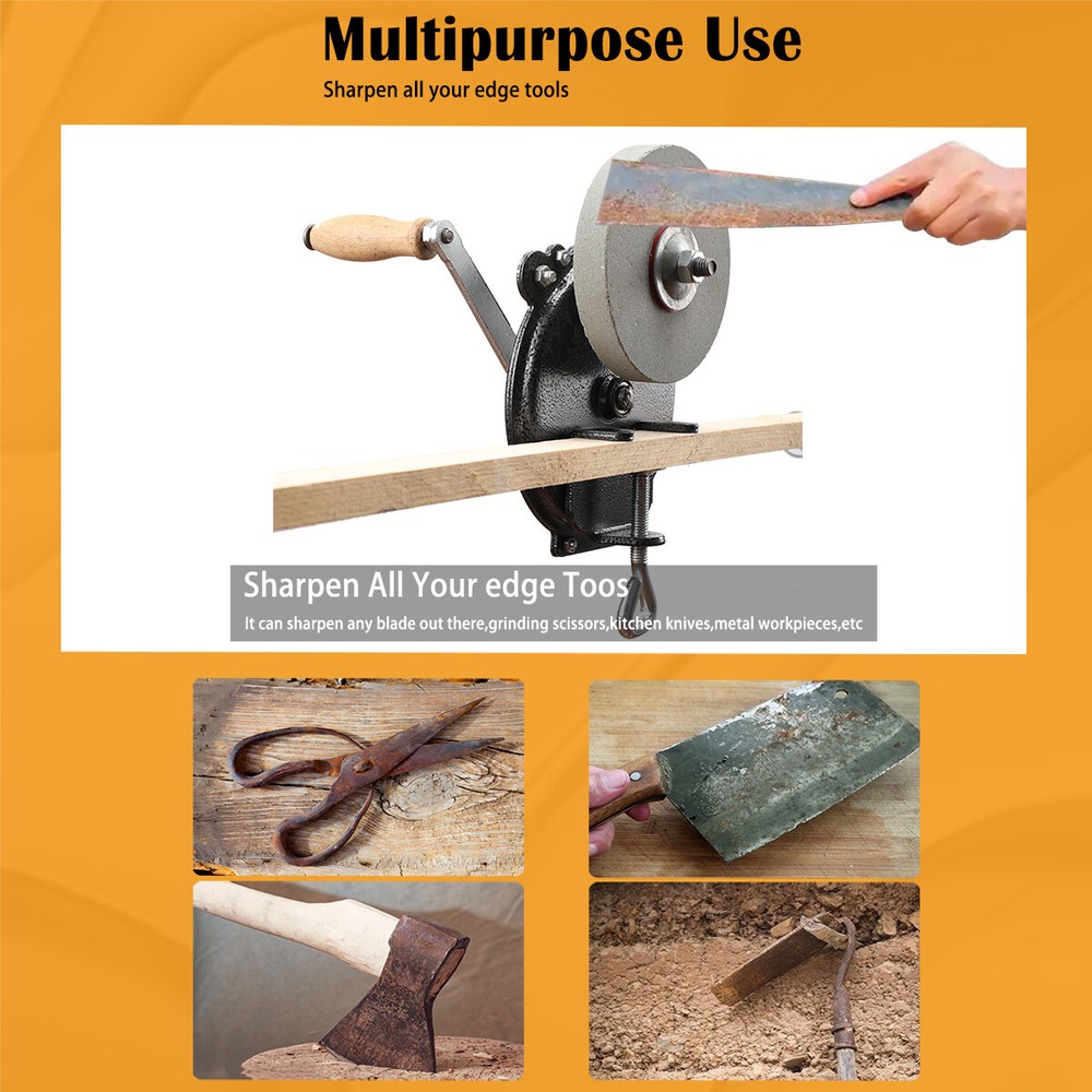 6” Hand Grinder Bench Mount Hand Crank Grinder Sharpener Tool Knives Sharpener