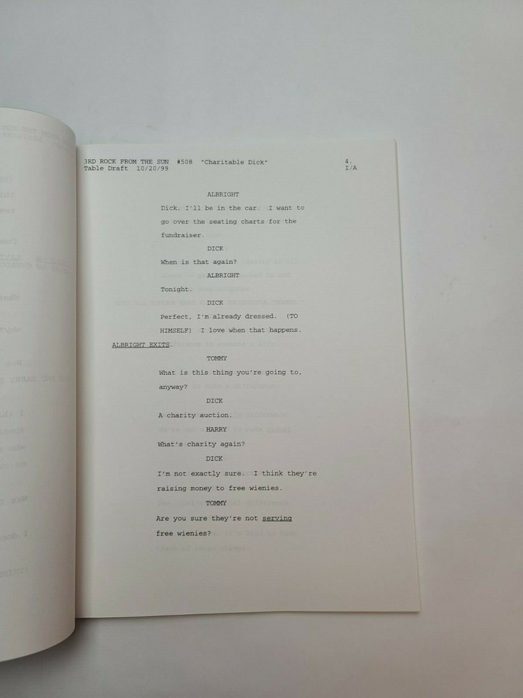 3RD ROCK FROM THE SUN / David Sacks 1999 TV Script, Simbi Kali "Charitable Dick"