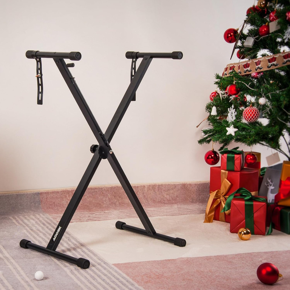 Single-X Keyboard Stand Adjustable Width & Height,Piano Stand with Locking Strap