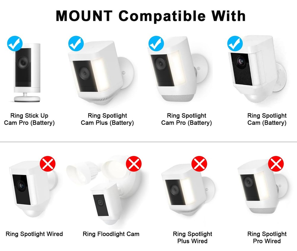 2 Pack Adjustable Wall Mount for Ring Spotlight Cam Battery/Cam white