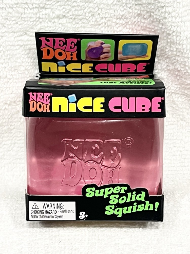 Nee Doh Nice Cube Super Solid Squish !  PINK Squeeze Toy for Ages 3+Years