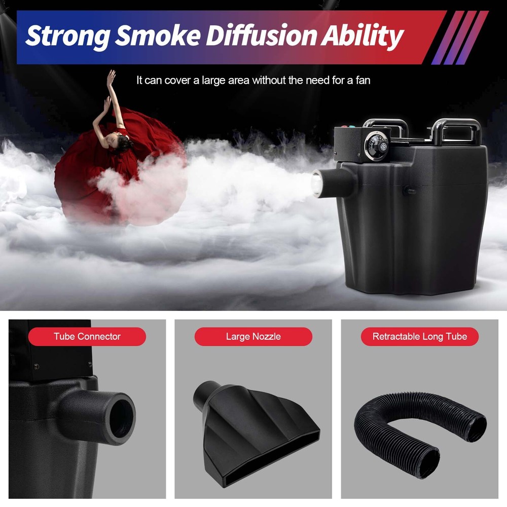 Fog Machine – Dry Ice Machine for Large Venues, 1614ft² Smoke Coverage,