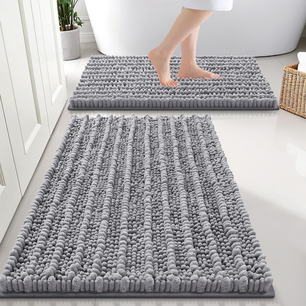 Bathroom Rugs Sets 2 Piece, Soft Absorbent, Non Slip Rubber Backing Machine W...