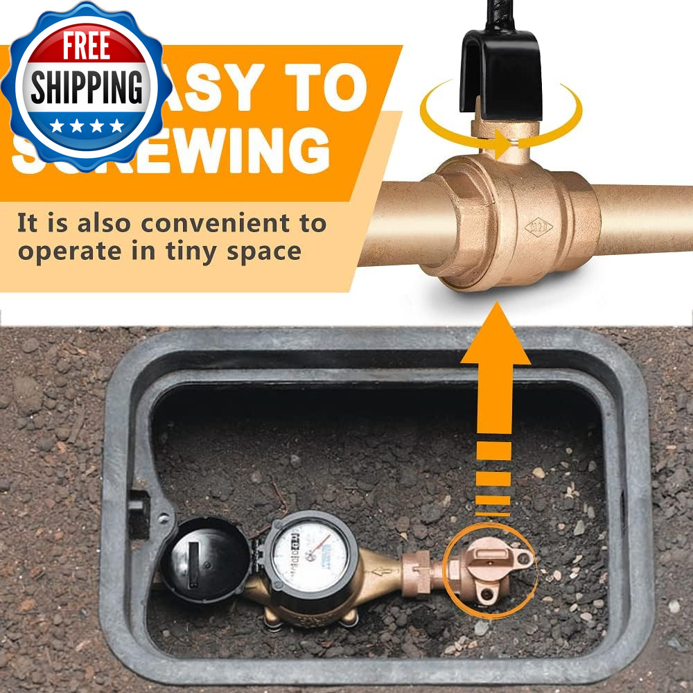 37 Inch Water Meter Key, Adjustable Length, 4-Way Multi-Functional Utility Key,