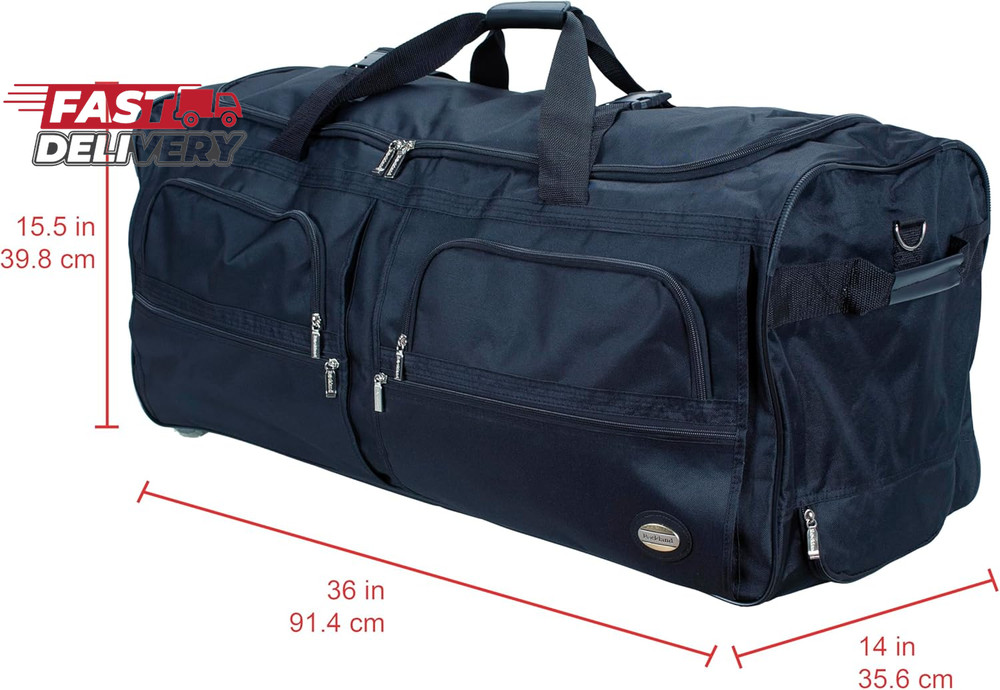 Rockland Rolling Duffel Bag, Black, 22"