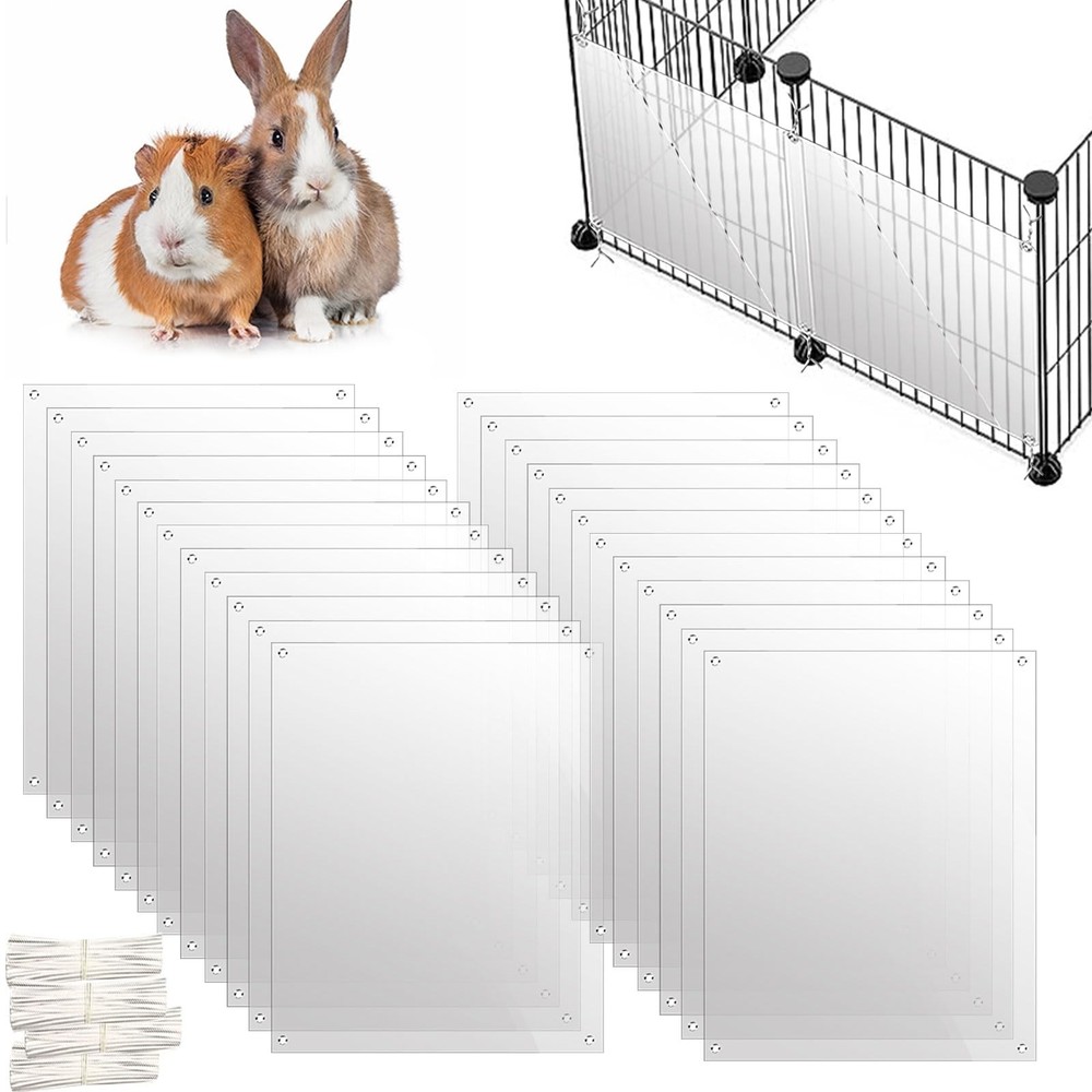 24 Pack Rabbit Splash Guard, 10'' x 8.2'' Pet Plastic Pee Shields Liner Prote...