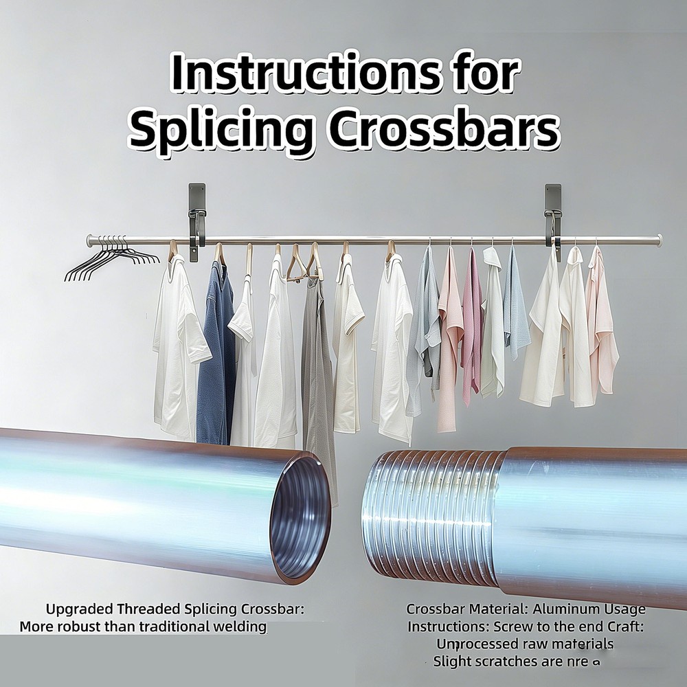 2-Piece Drill-Free Folding Clothes Drying Rack, 80cm Crossbar, Suitable for B...