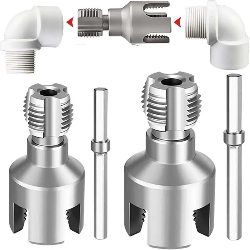 2pcs Integrated Internal & External Pipe Threading-Tool,PVC Pipe Threader Kit