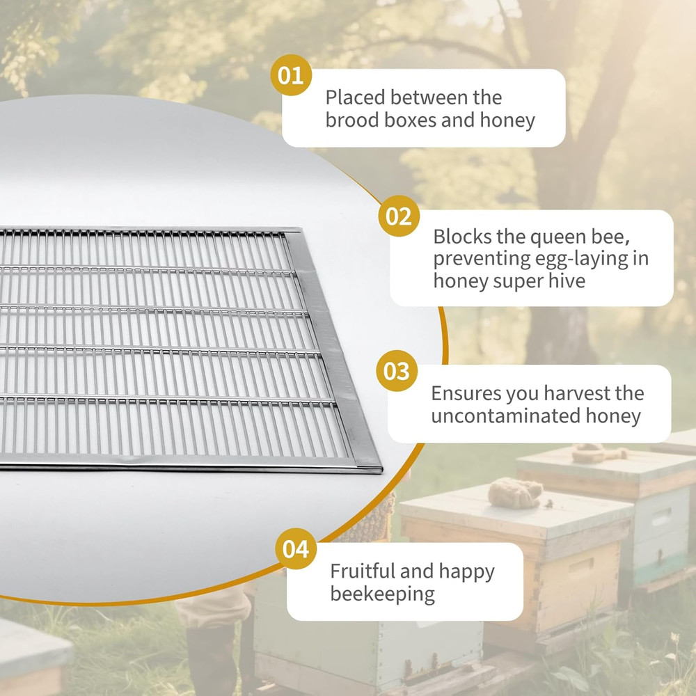 Metal Queen Excluder for 10 Frame Beehive - Beekeeping Tool (3 Pack)