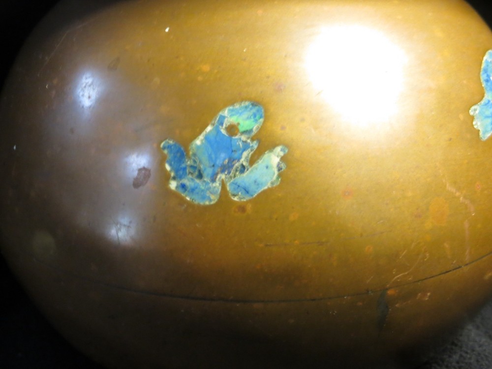 Los Castillo Copper Pitcher With Malachite Frog Decorative Inlay