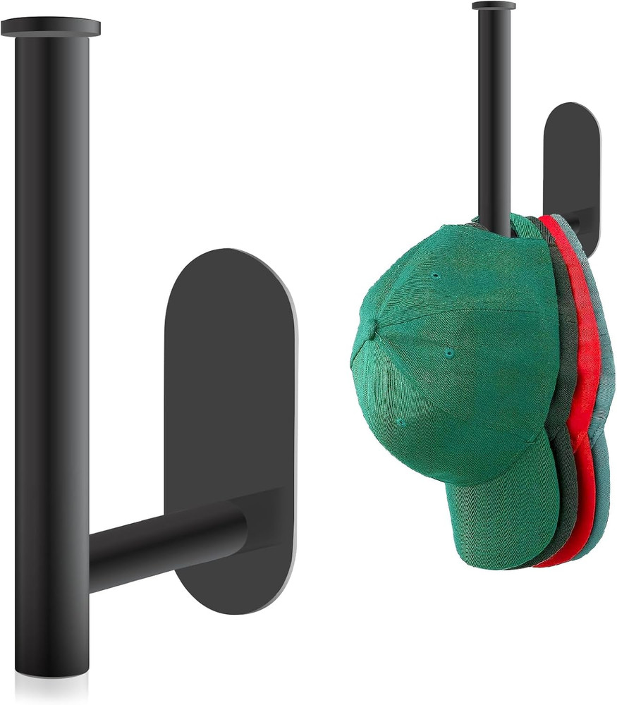 Hat Racks for Baseball Caps, Adhesive Hat Hooks for Wall, Stainless Steel Bas...