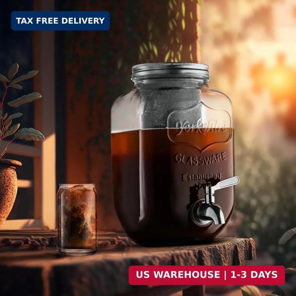 1 Gallon Cold Brew Coffee Maker - 3rd Generation Fine Mesh Filter - Stainless St