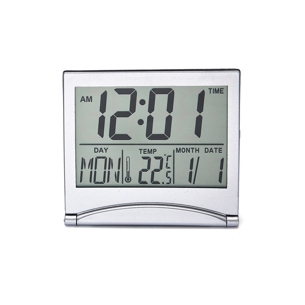 Digital Deck Clock Foldable Calendar Temperature Timer Alarm Clock LCD Display