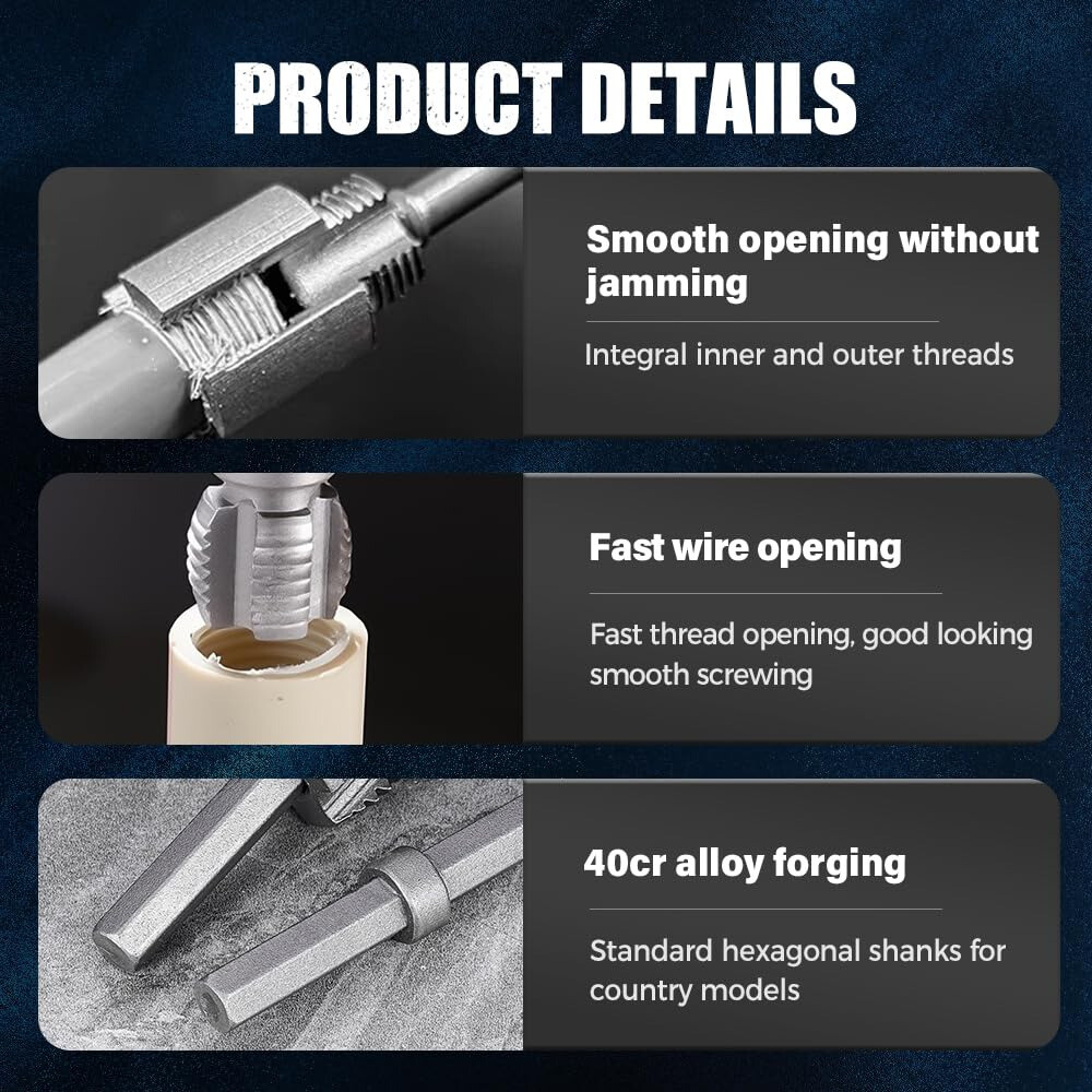 Integrated Internal & External Pipe Threading-Tool PVC Pipe Threader 1/2" 3/4"