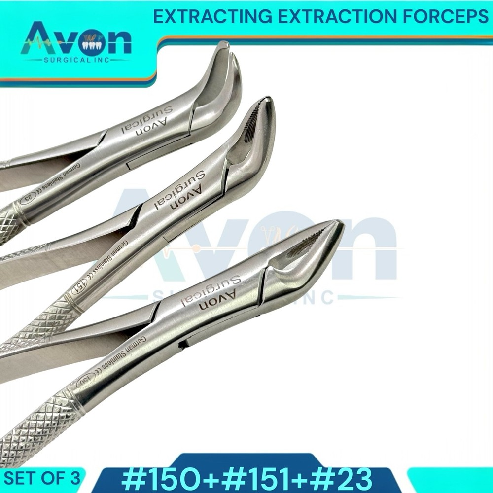 German Dental Extracting Forceps #150 151 & 23 Dental Extraction Instruments