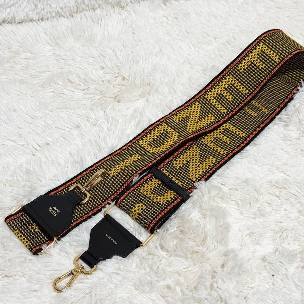 Fendi Strap You Shoulder Strap Multicolor Logo Leather Canvas