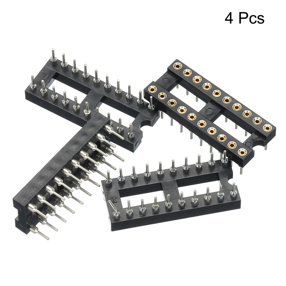 4pcs DIP IC Chip Socket Adapter Round Pin 20P 2.54mm Pitch IC Socket 7.5mm