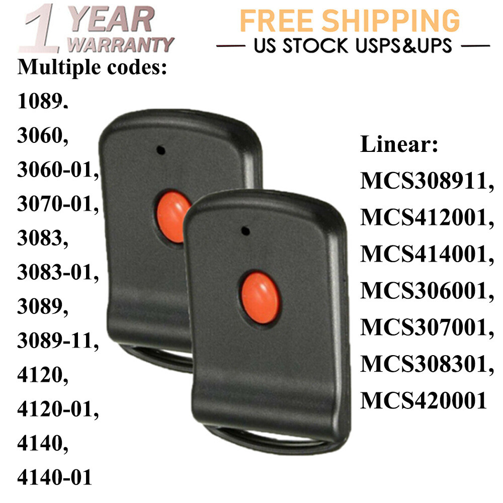 2PC Garage Door Gate Opener Transmitter 10 Digit Pins Code Remote Control 300MHz