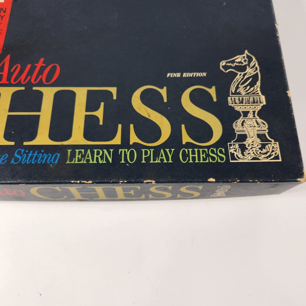 VTG Milton Bradley Auto Chess Fine Edition Game 1964 Learning Chess Instructions