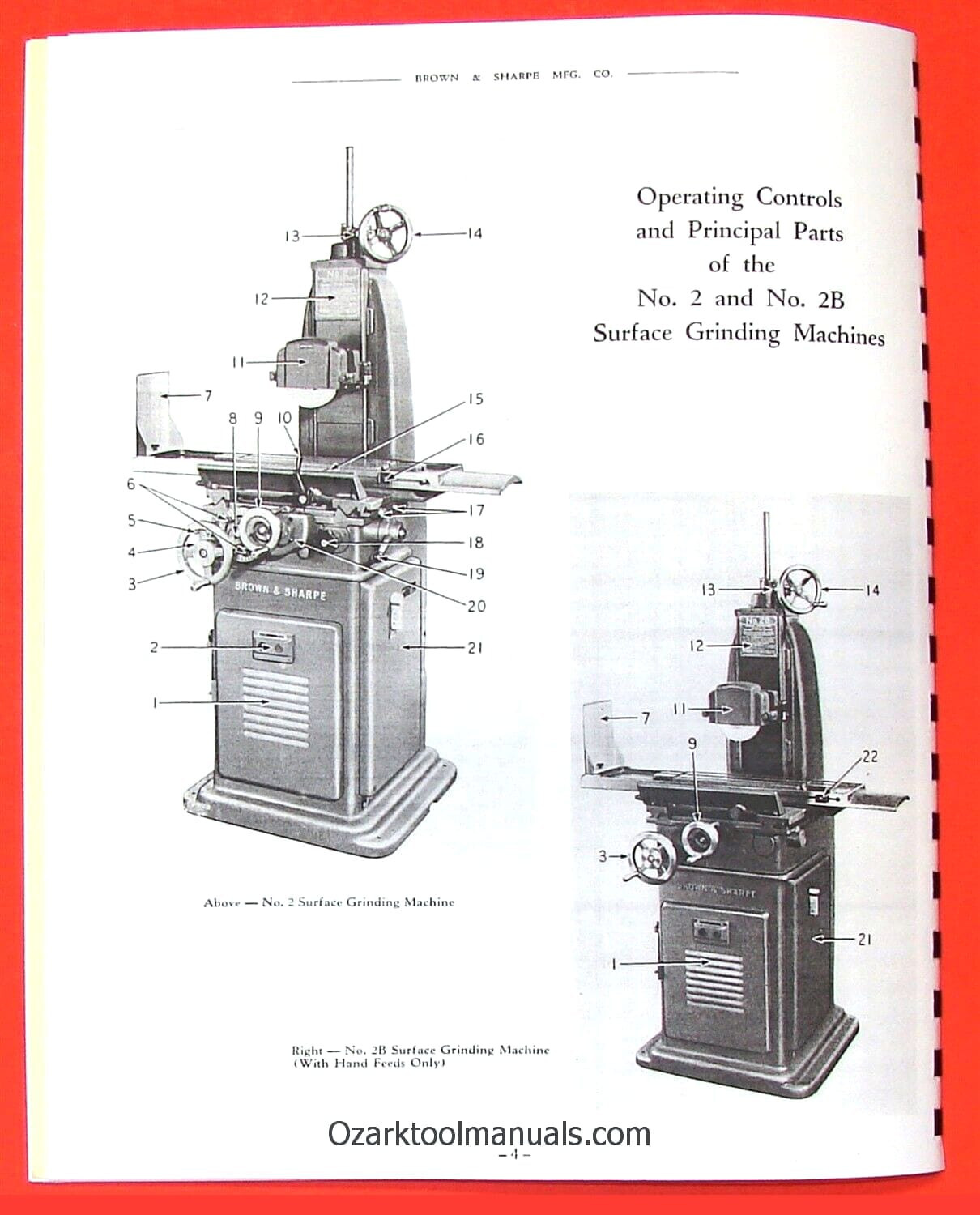 BROWN & SHARPE No. 2 & 2B Surface Grinder Owner Maintenance Parts Manual 0087