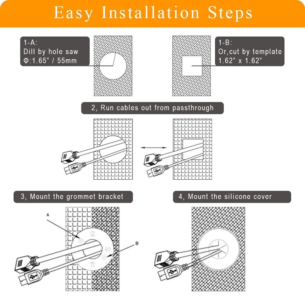 TV Cord Hider with Mounting Brackets Include Hole Saw Cable Management Kit 2pack