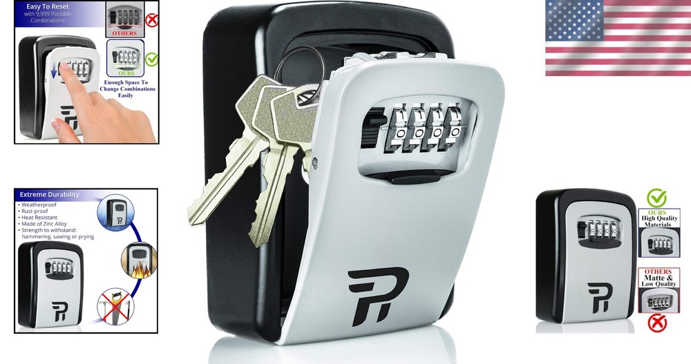 Durable Outdoor Key Lock Box with Adjustable Code – Wall Mount Security Solution