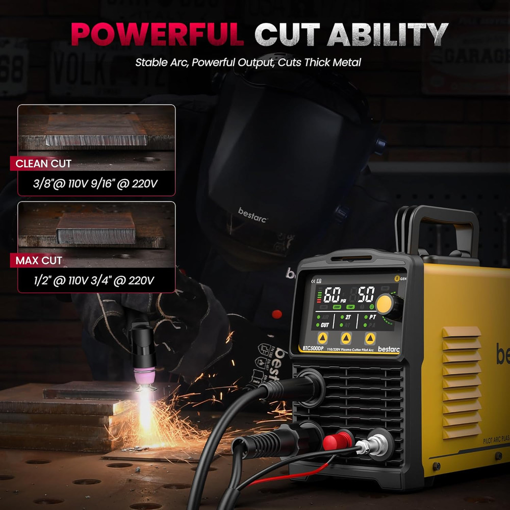 Pilot Arc Plasma Cutter, [LED Display][Air Sensor] 50A Plasma Cutter Machine 110