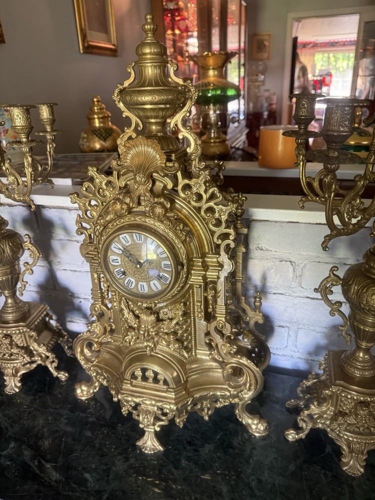 Imperial Italian solid brass clock set 24 inches high