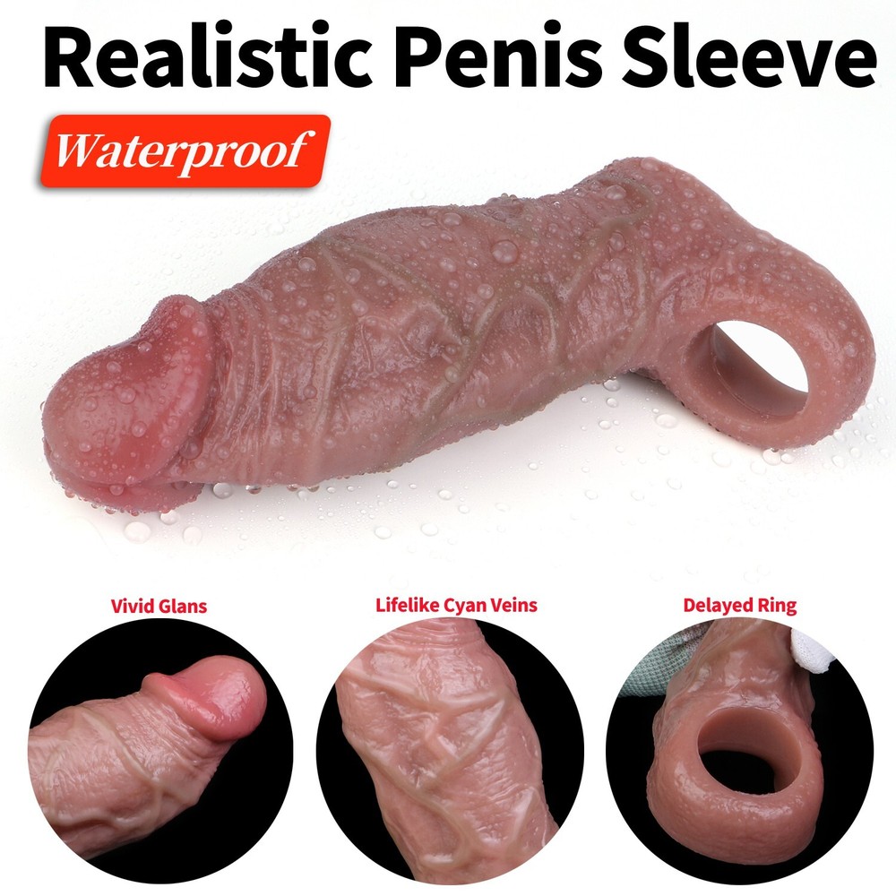 Silicone Realistic Penis Sleeve Male Dick Delayed Ejaculation Textured Condom