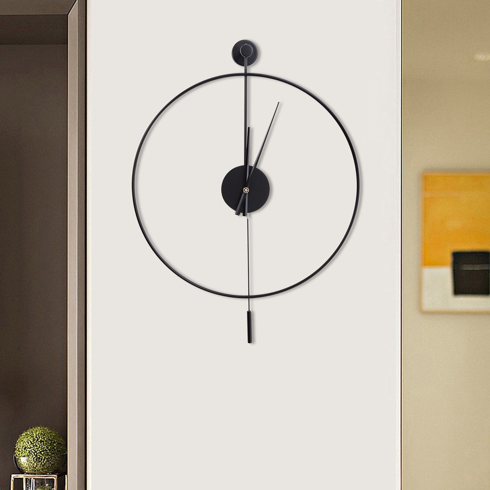 20" Modern Large Metal Wall Clock Non-Numeric Silent Wall Clock & Pendulum