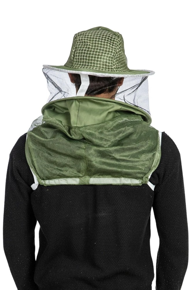 Three Layer Ventilated Beekeeping Veil in Round (Olive Green, 3-Layer Hat)