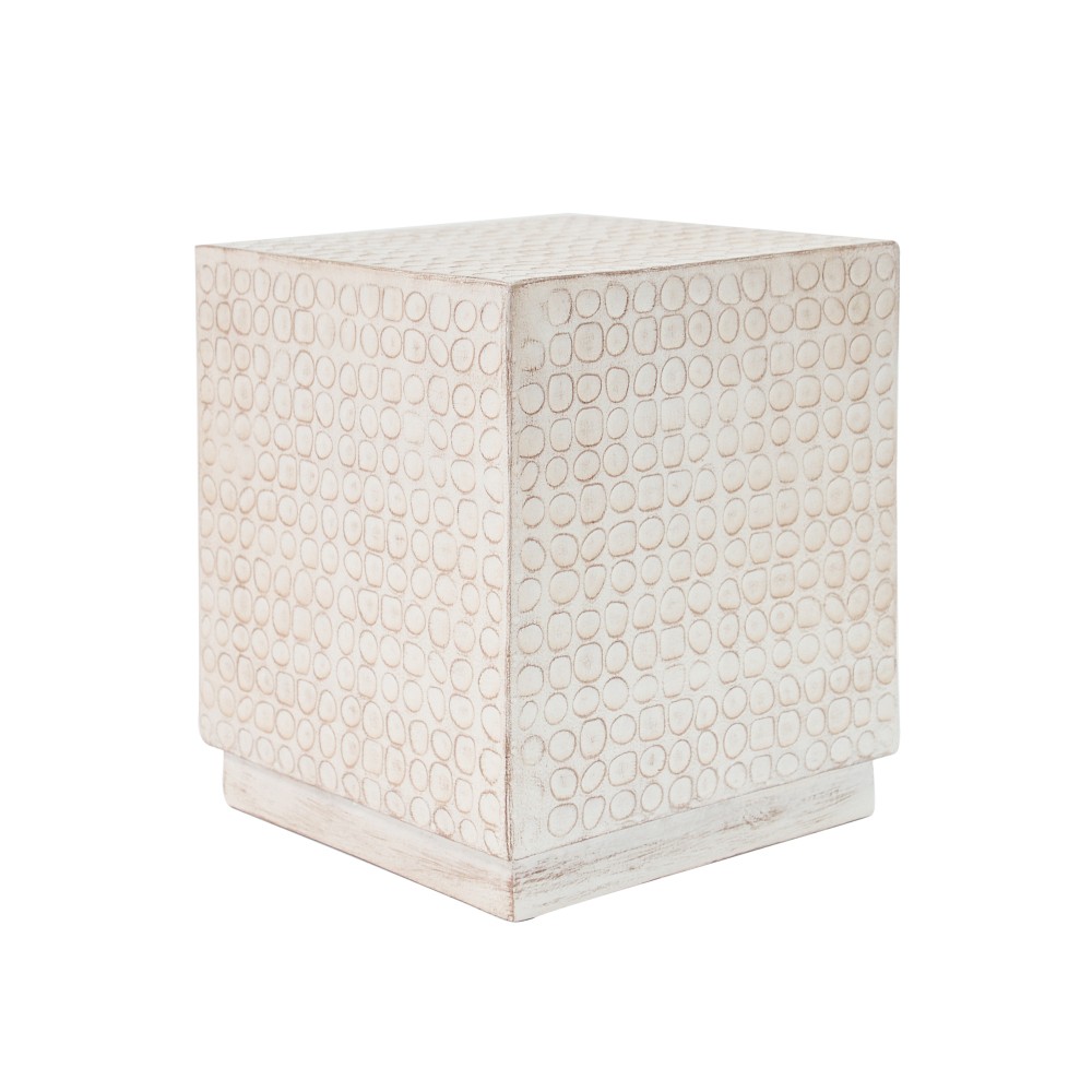 Outdoor Side End Table Cube MGO Fluted Patio Garden Accent Table