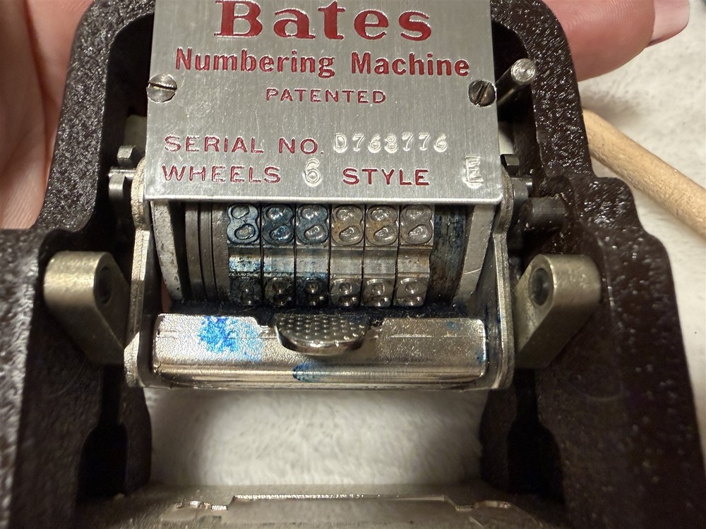 BATES STANDARD MULTIPLE MOVEMENT NUMBERING MACHINE STAMP 6 WHEEL STYLE E W/ BOX