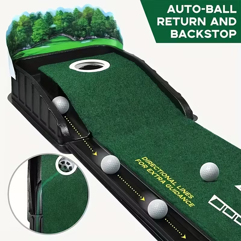 Golf Putting Mat - A Professional Putting Set Featuring an Automatic Ball Return