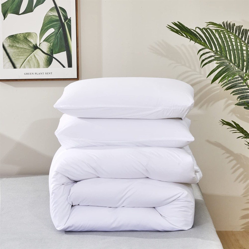 Luxlovery White Comforter Set Queen White Bedding Comforter Set Bed Sets Soli...