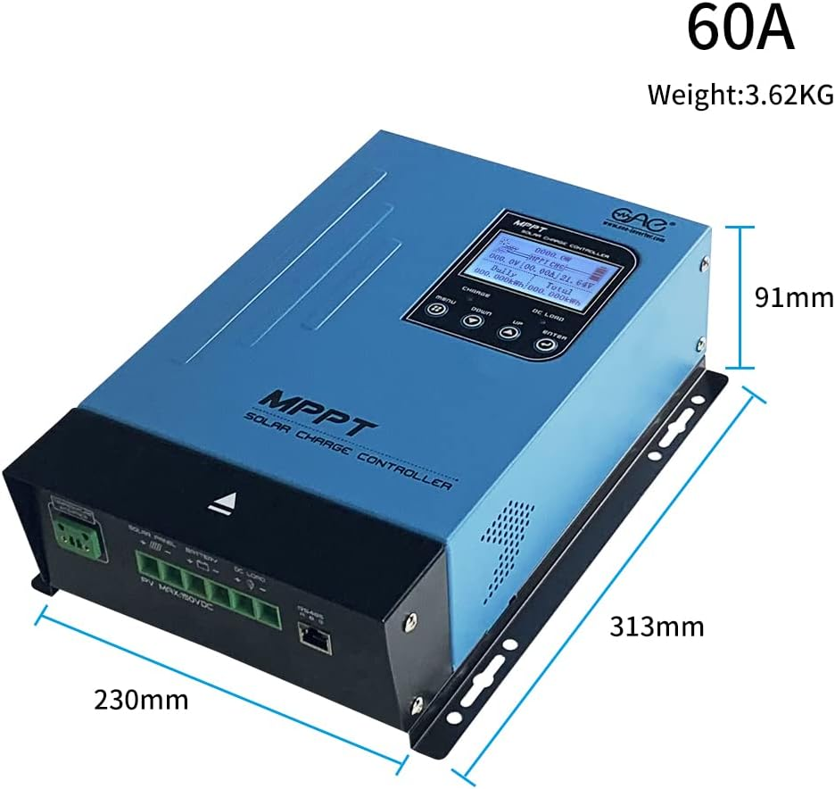 Regulator Solar Charge Controller 12V/24V/48V 60A MPPT Auto Battery Regulator