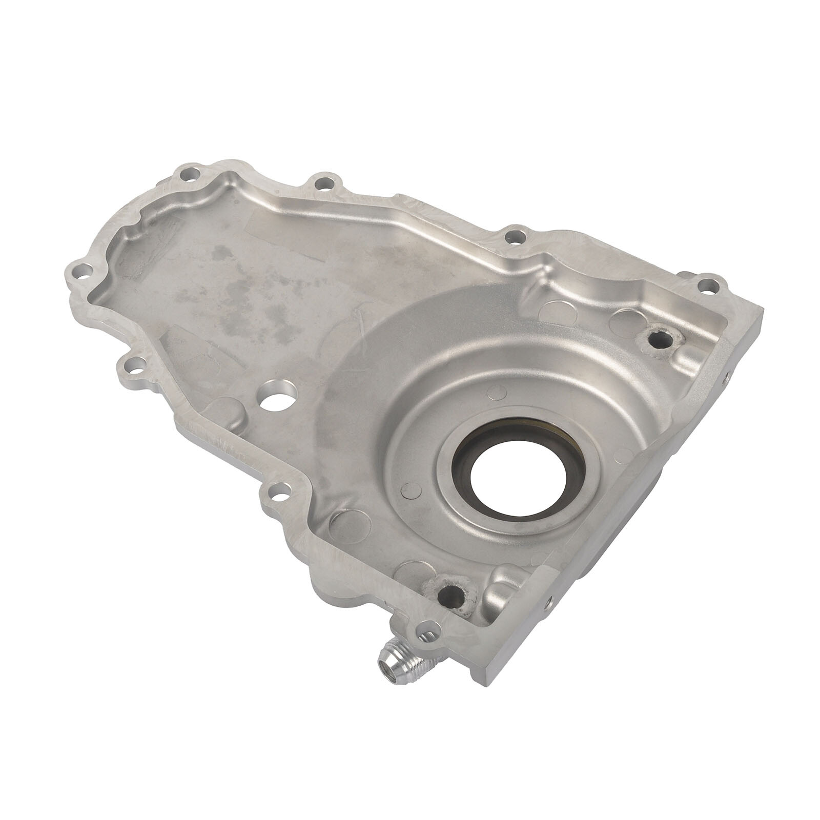 For LS Gen 4 Front Engine Timing Chain Cover w/10AN Twin Turbo Oil Drain Fitting