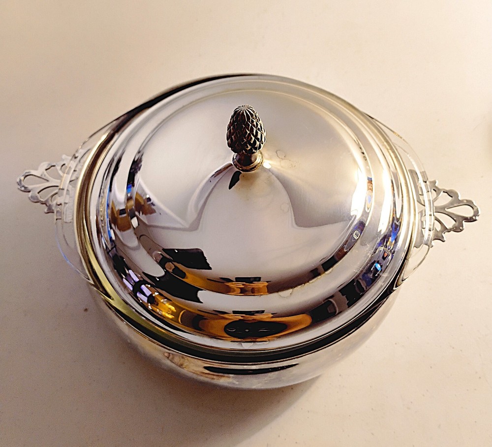 Vintage Reed & Barton Silver-Plated Covered Casserole with Pyrex Insert