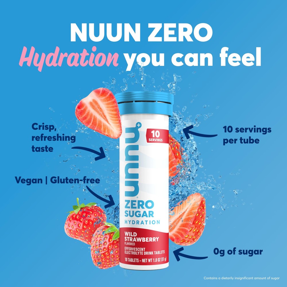 Nuun Zero Sugar Hydration Electrolyte Tablets Wild Strawberry 10 Count