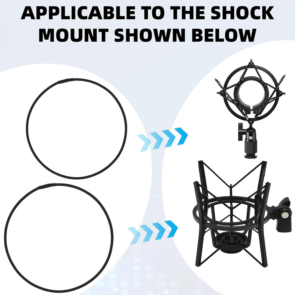 8PCS Microphone Shock Mount Rubber Bands Elastic Replacement Black Rings