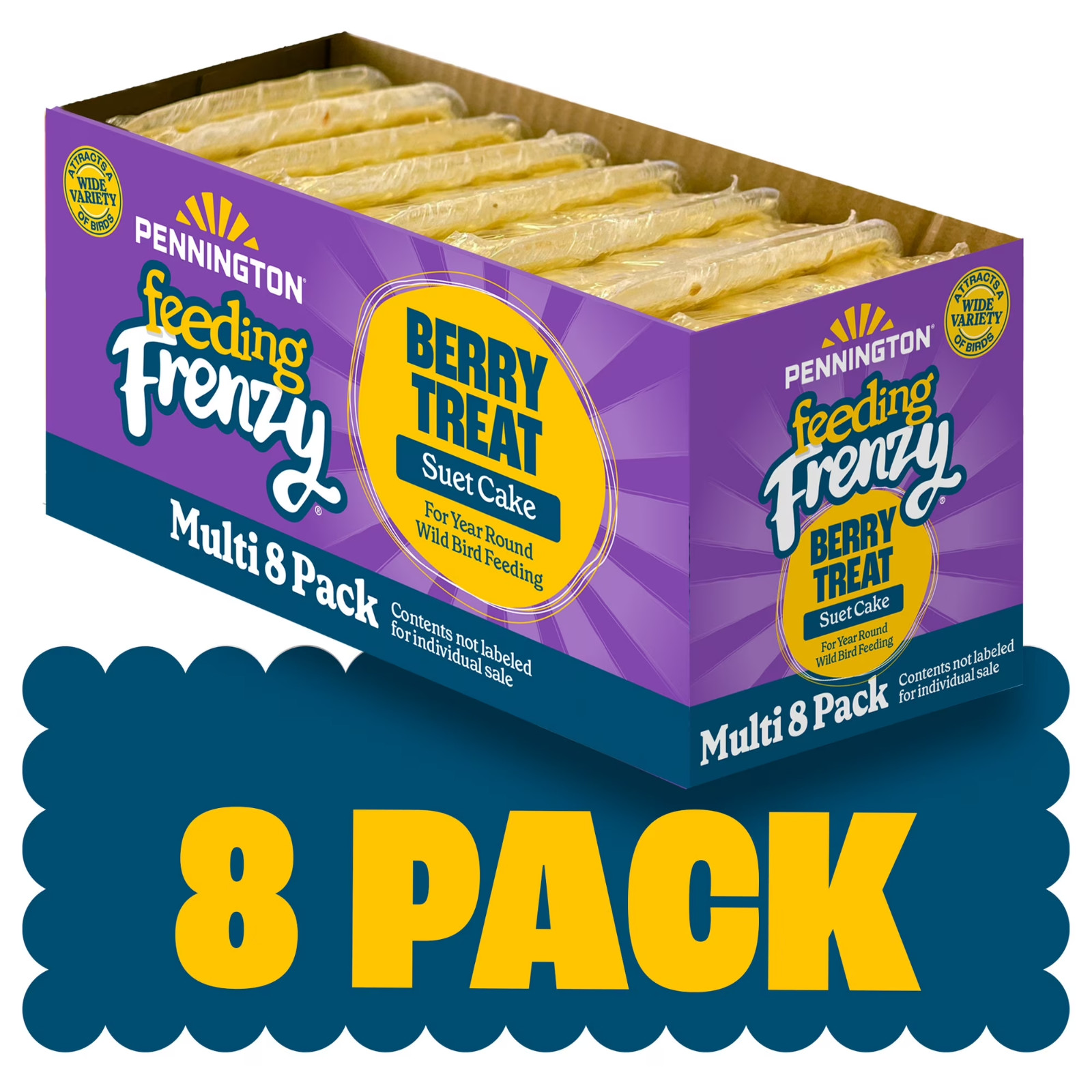 Pennington Fresh Wild Bird Suet - 8 Pack 11.75oz,Feeding Frenzy Berry Treat Cake