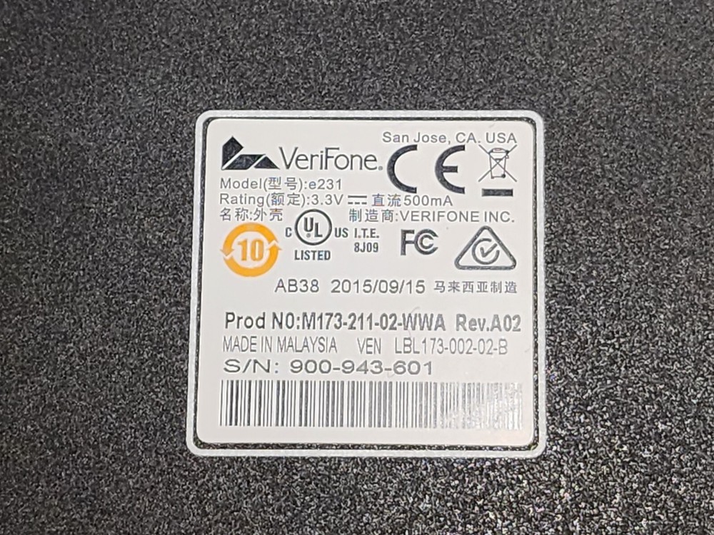 Micros Verifone e231 M173-221-02-WWA Payware E231 Mobile Case Reader For Tablet
