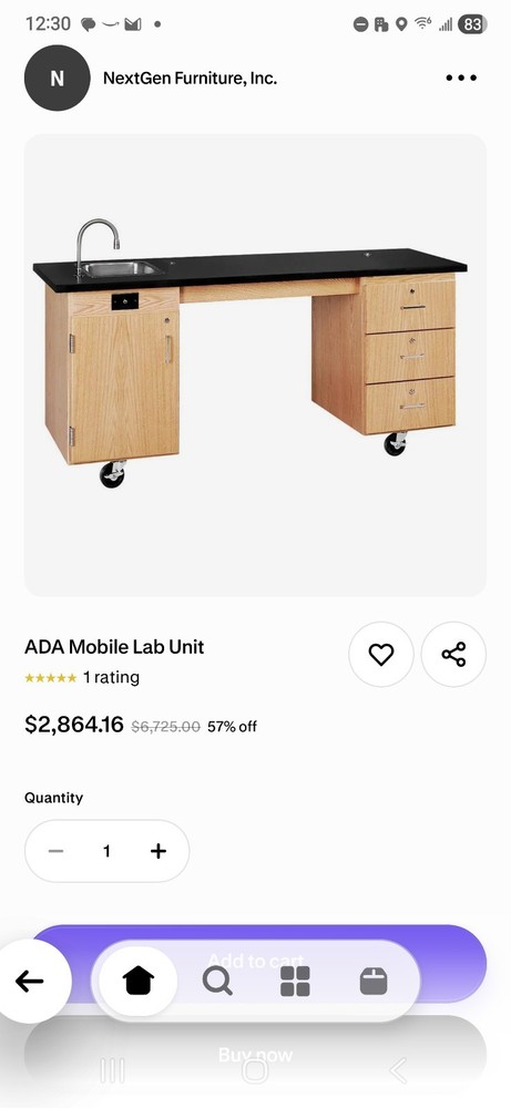 NextGen ADA Mobile Lab Unit Workbench with Sink and Faucet.