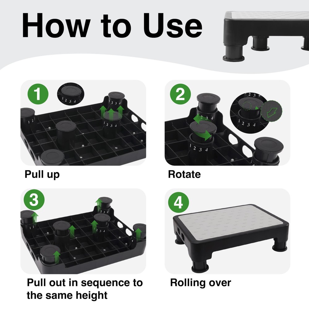 Adjustable Step Stool for High Beds & SUV - Non-Slip Mobility Platform for Se...