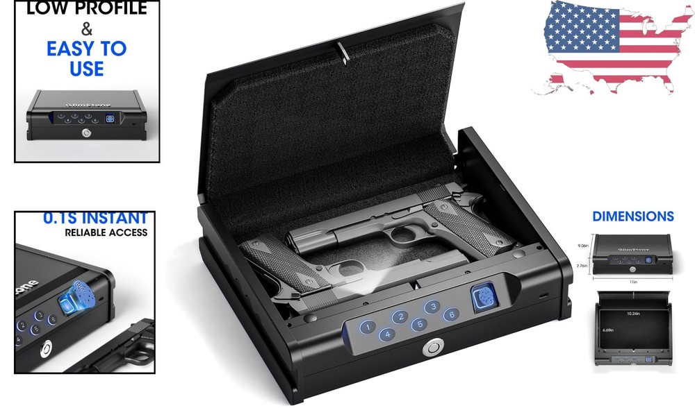 Biometric Handgun Safe – Fireproof Compact Gun Storage with Quick Access
