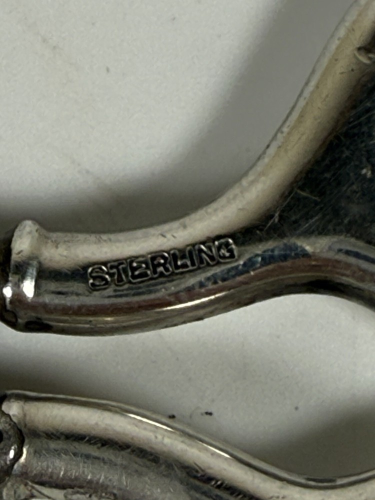 Antique Curved Silver Handles with a pattern Sewing Or Nails Scissors 3-3/4”