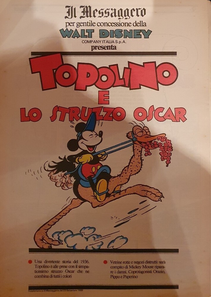 MESSAGGERO TOPOLINO E LO STRUZZO OSCAR