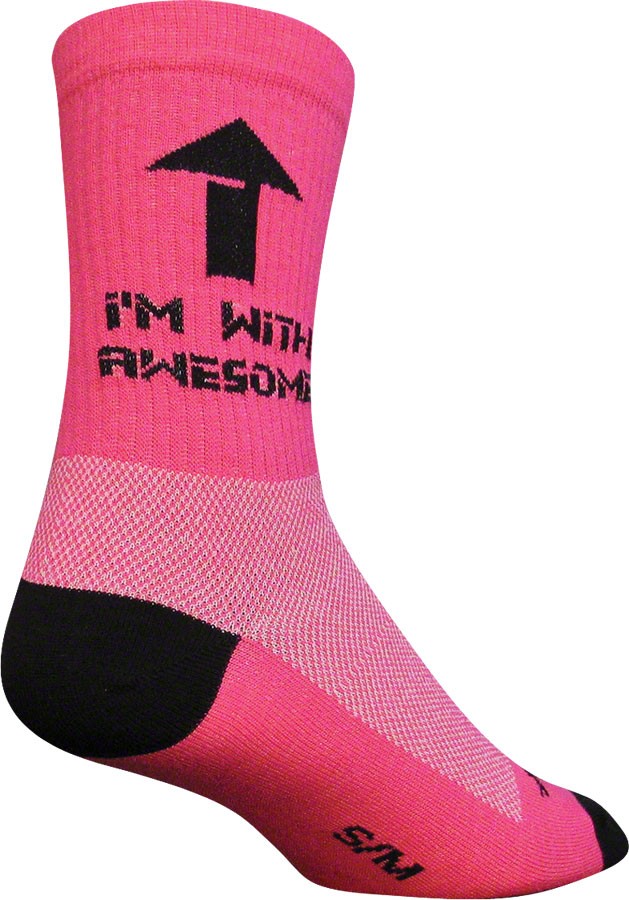 SockGuy Crew Socks 6 inch Small/Medium Pink Unisex Synthetic